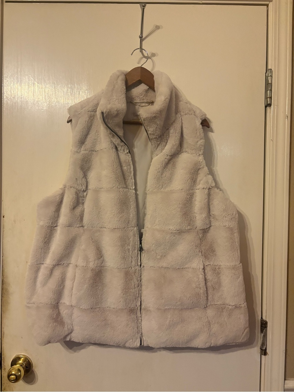 Catherine Malandrino Cream Faux-Fur Zip Vest Size 2x